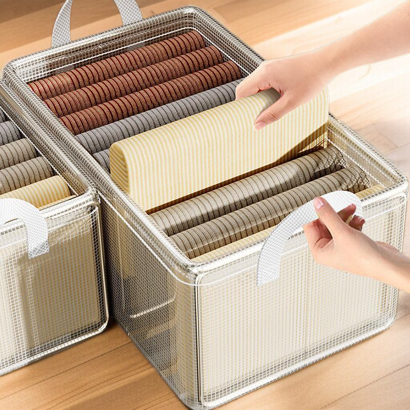 家庭用透明折りたたみ式衣類収納かご