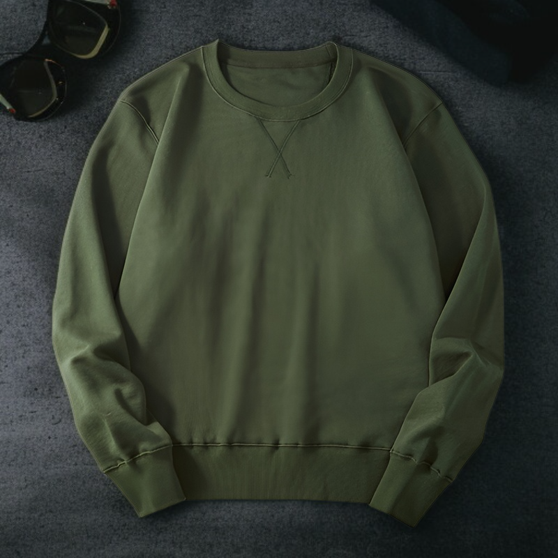 新しい秋のスタイルのルーズフィットヘビーウェイト360g 100%コットンクルーネック長袖無地ベーシックスウェットシャツ