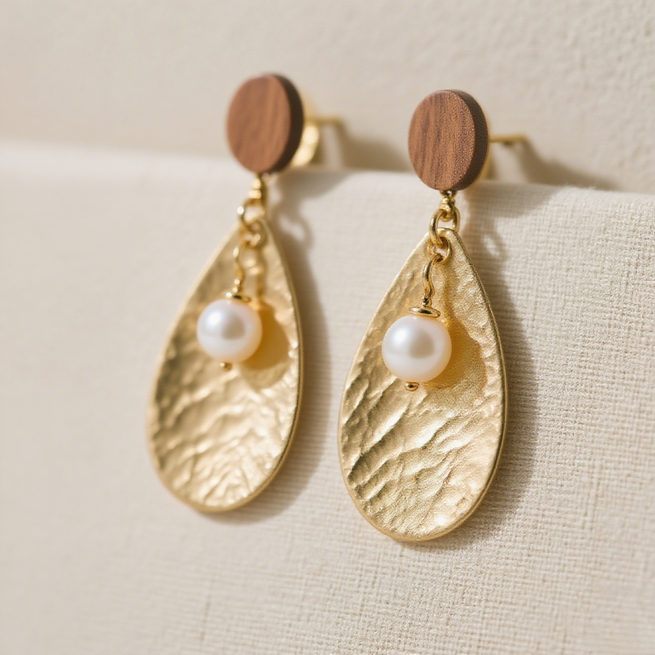 Pendientes elegantes con perla de agua dulce y circones