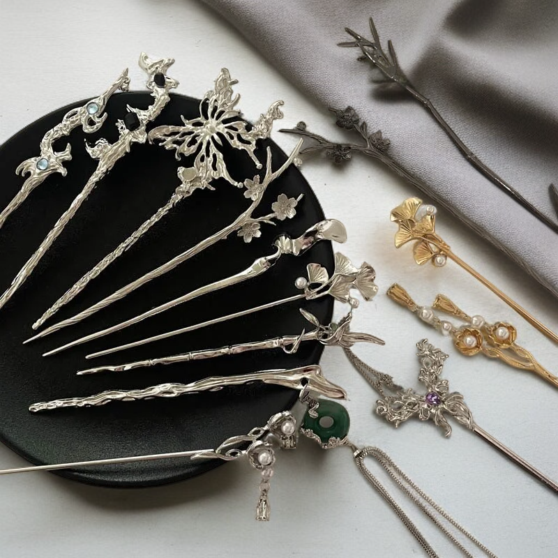 エレガントな中華風髪簪、高級感のあるヘアピン、漢服用ヘアアクセサリー