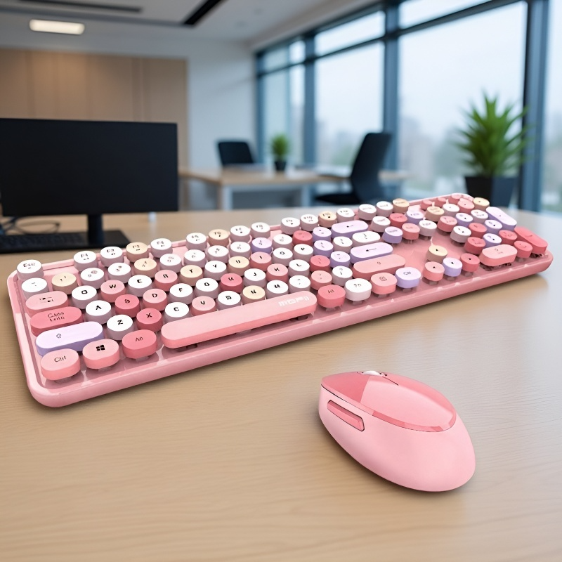 Kabelloses Tastatur- und Maus-Set mit farbiger Lippenstift-Tastatur für das Büro