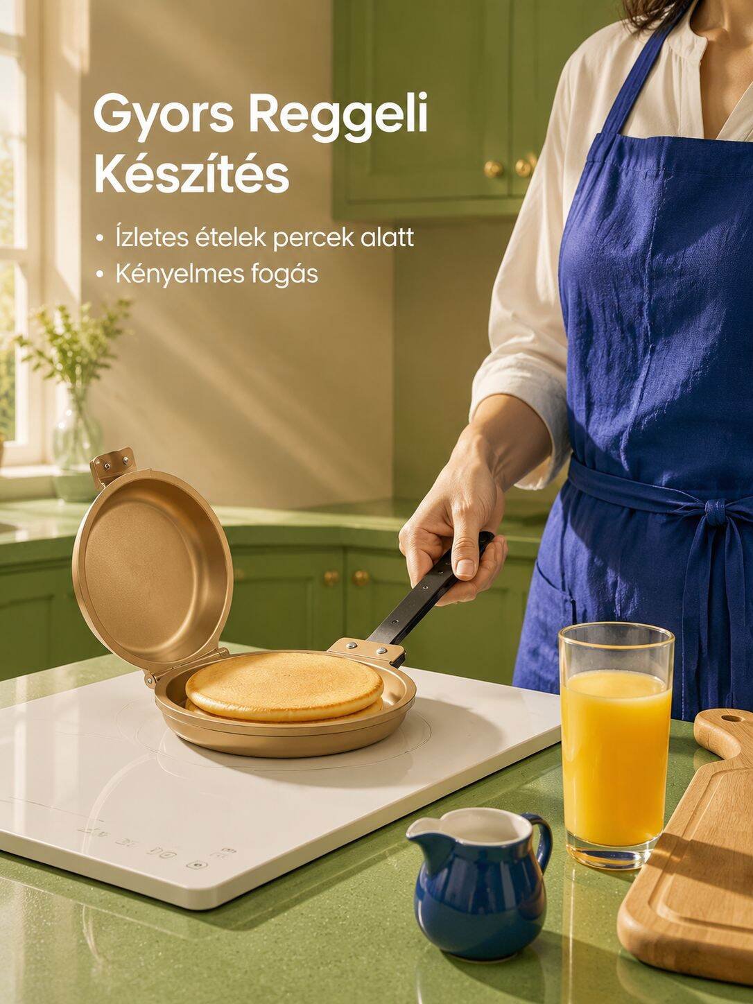 Többfunkciós dupla oldalas serpenyő tojás és steak sütéséhez
