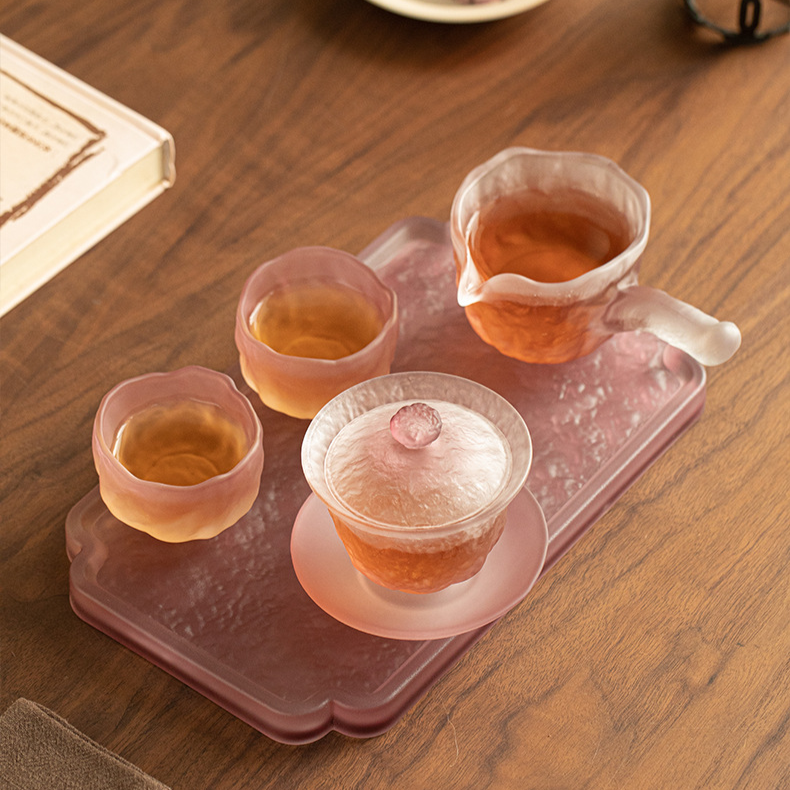 霧面紫水晶玻璃茶具五件組
