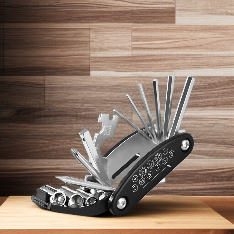 自転車修理ツール 16 in 1 ドライバーセット 多機能折りたたみ式六角レンチ プラムツール