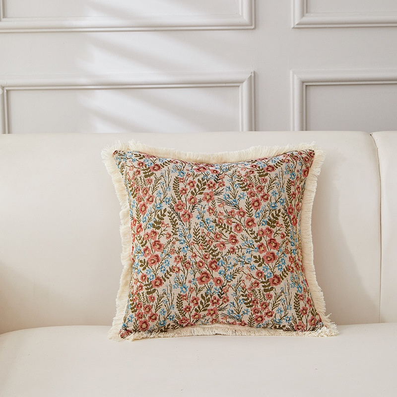 Coussin décoratif rétro en coton et lin