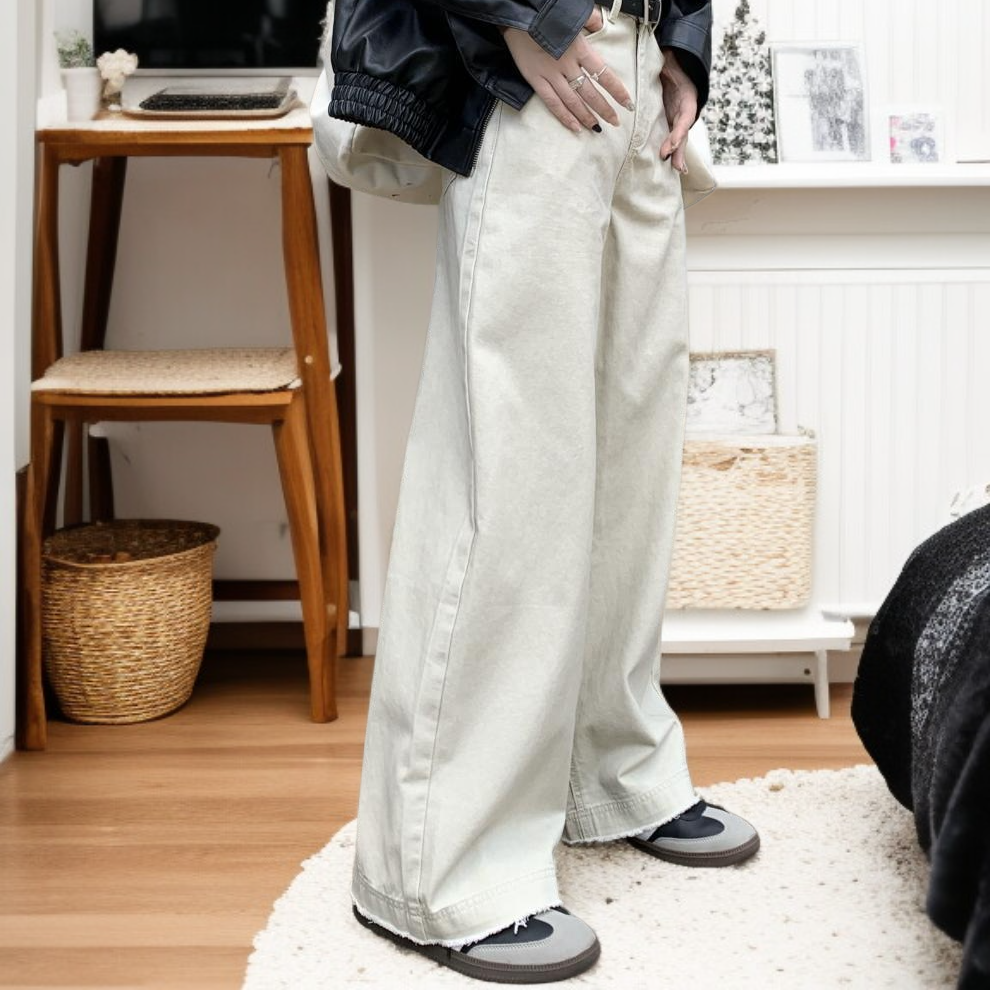 بنطال جينز مستقيم بخصر عالٍ وملائم للنساء لفصل الربيع