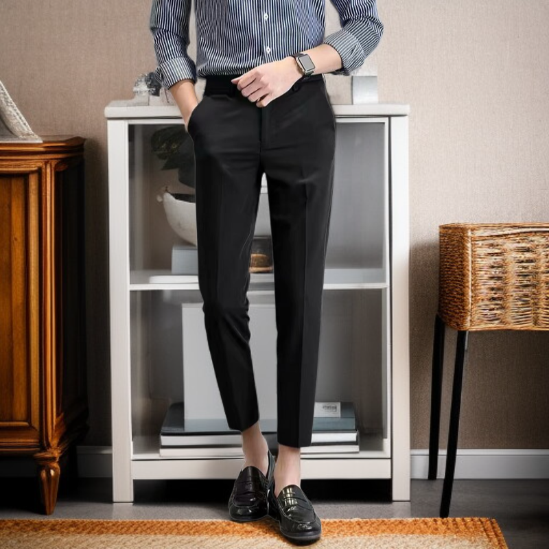 メンズスーツ九分丈パンツカジュアルスモールスーツパンツブラックスリムスモールレッグストレートドロップパンツ