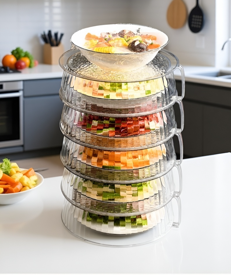 Kitchen table with multifunctional food cover over plates