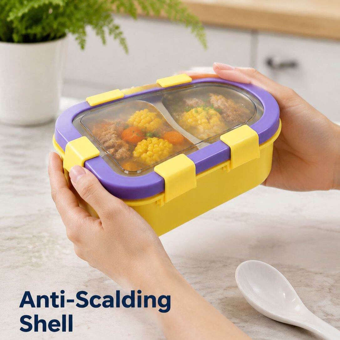 Portable Stainless Steel Insulated Lunch Box with Compartments, Ideal for Meal Prep