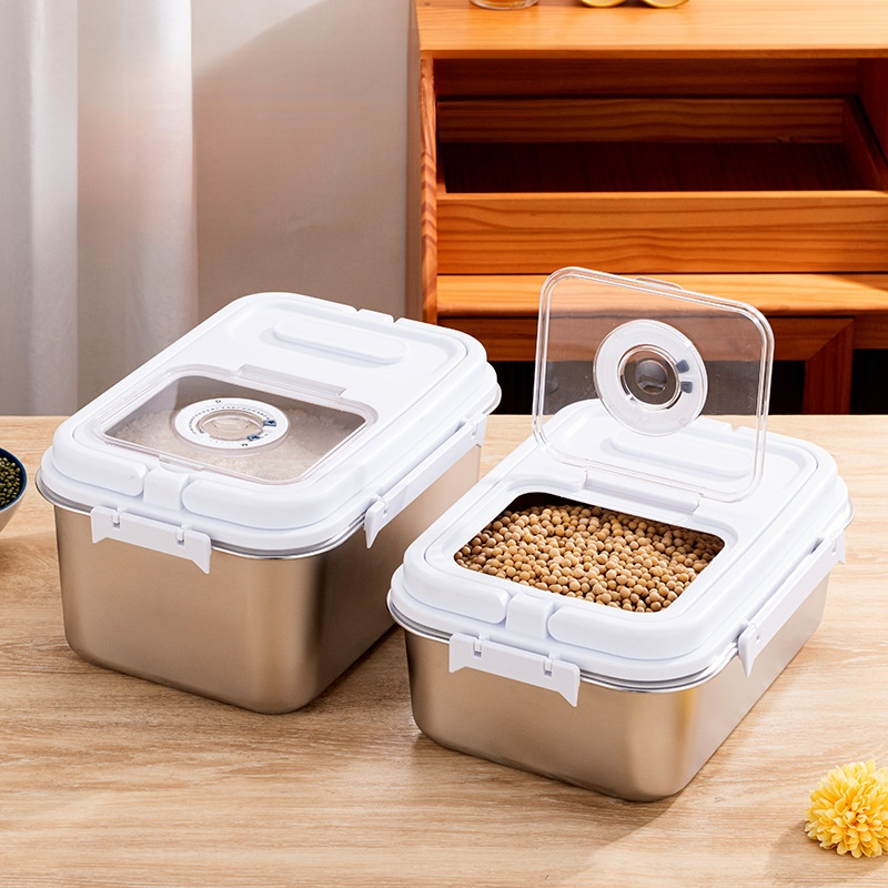 Stainless steel thickened sealed storage multifunctional rice bucket