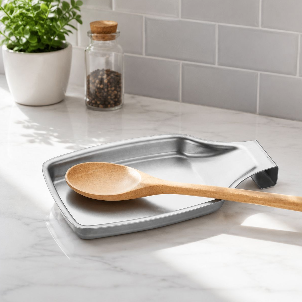 Soporte para cucharas de cocina de acero inoxidable 304, bandeja multifuncional