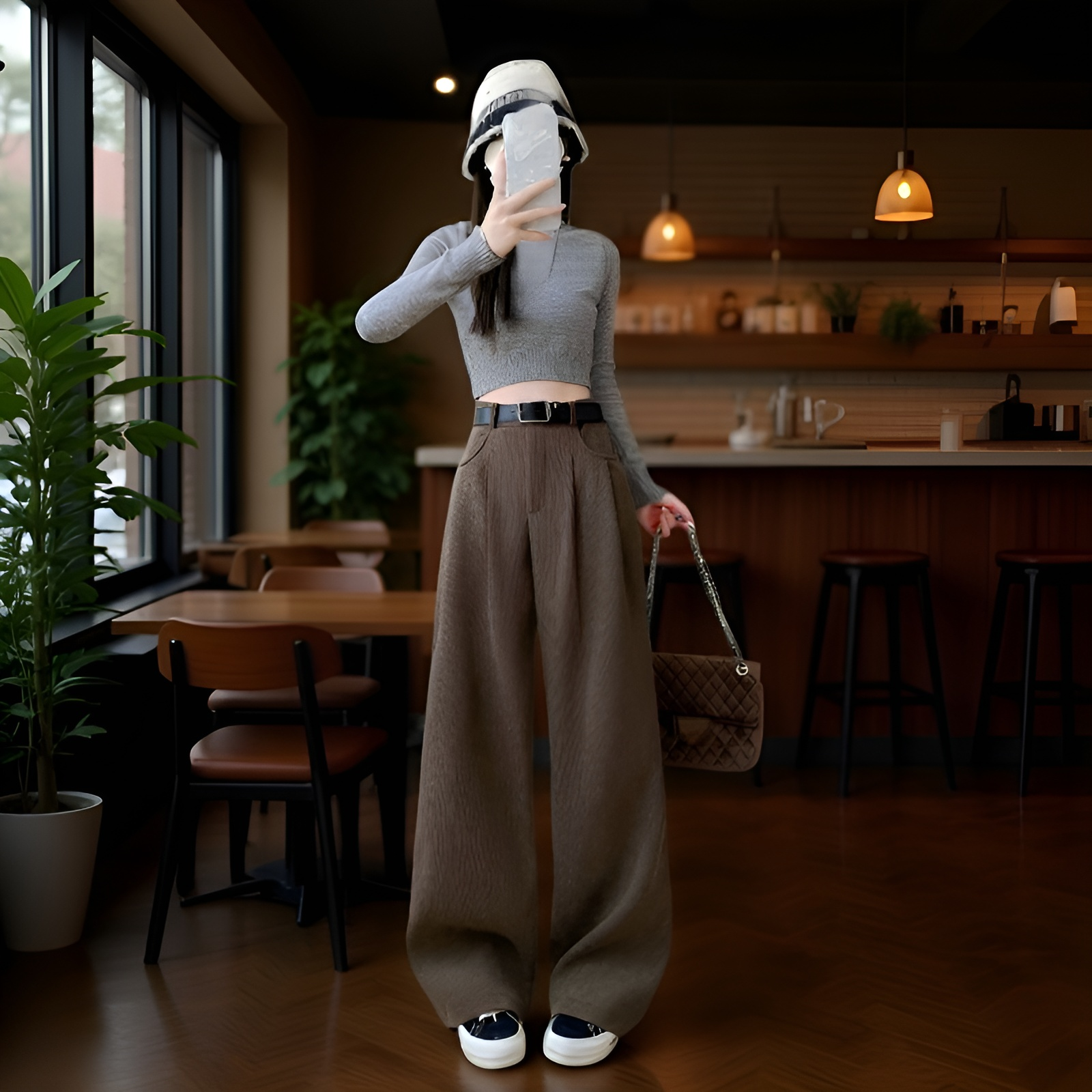 秋冬 コーデュロイ スリムフィット フリース裏地 ストレートレッグ スーツパンツ