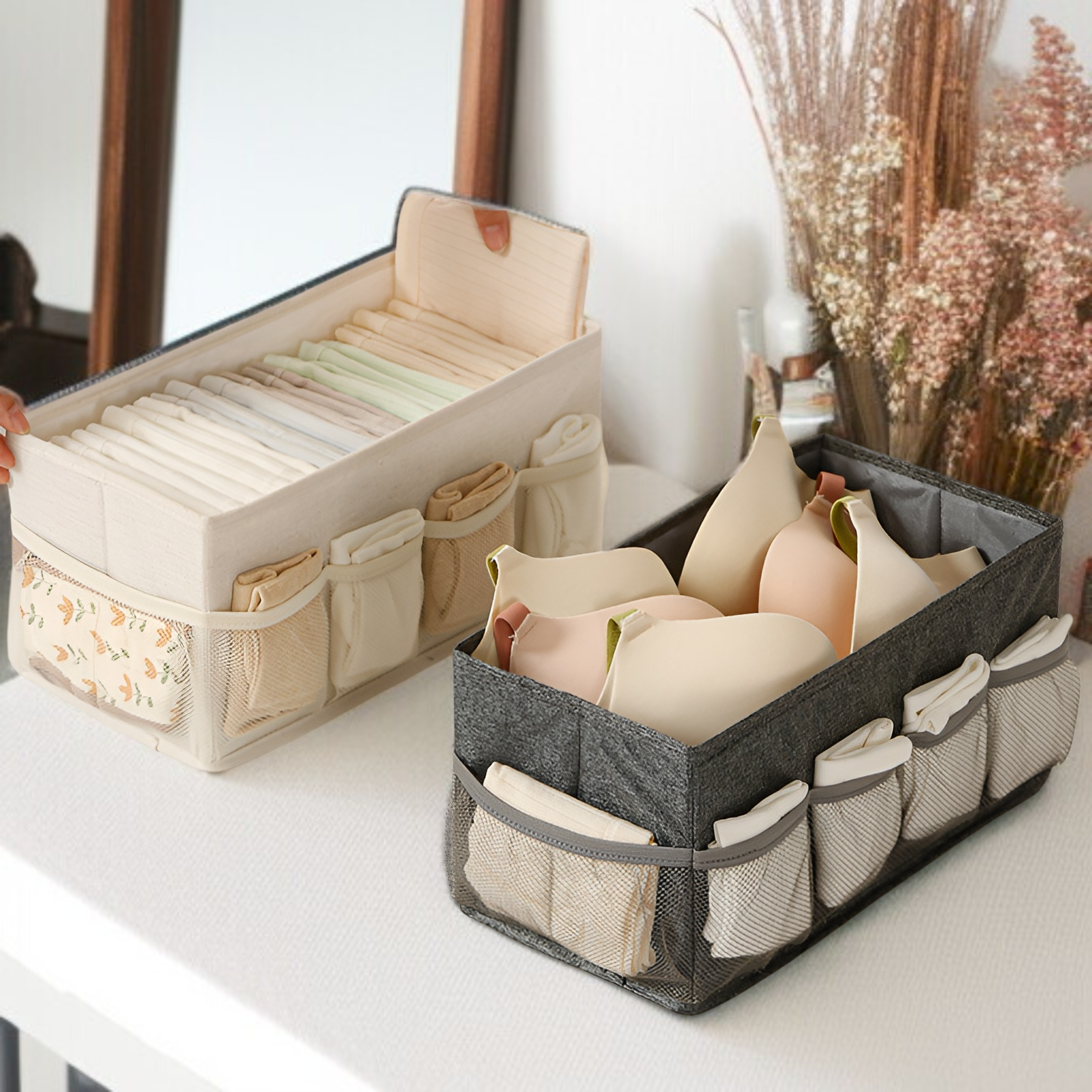 純色カチオンデスクトップ雑貨収納ボックス化粧品ジュエリー収納折りたたみメッシュボックス