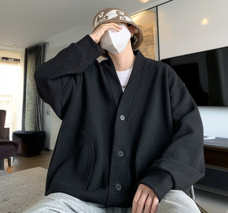 春秋メンズウールカーディガンジャケット正面写真