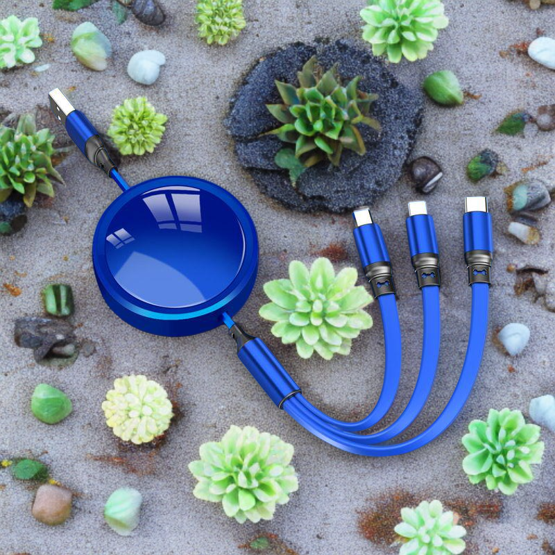 كابل بيانات 3 في 1 متعدد الوظائف لشحن السيارة السريع متوافق مع أجهزة Apple وAndroid