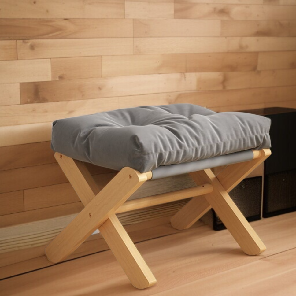 Solid Wood Foot Stool Entrance Shoe Changing Stool Living Room Soft Cushion Small Sofa Stool