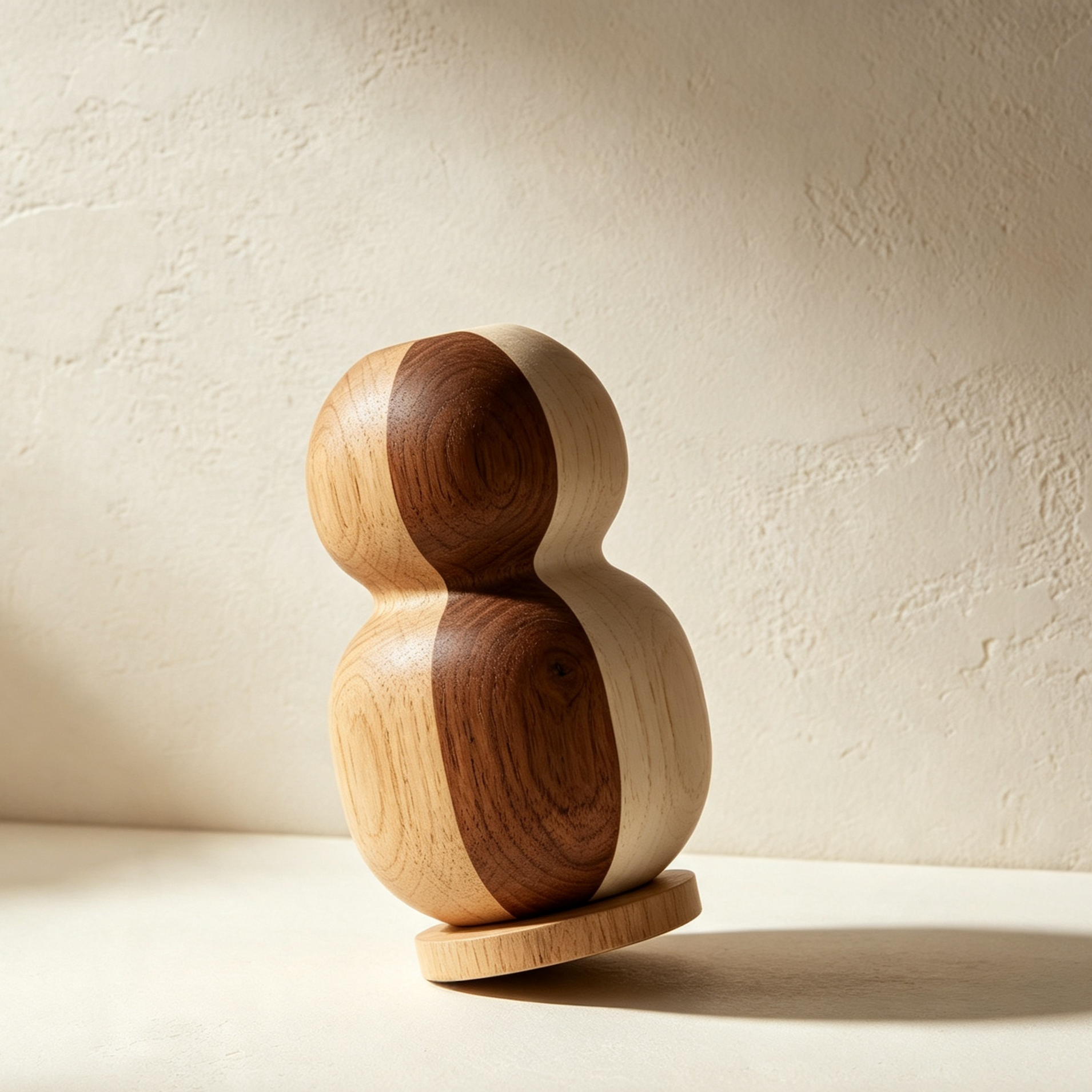 Piece-on wooden gourd vase (2 pieces)