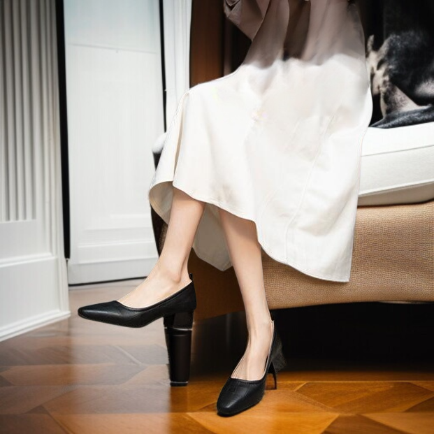 블랙 빅 사이즈 스틸레토 단화 여성 섹시 워킹화 굽 낮은 하이힐 단화 워크 섹시 굽 힐