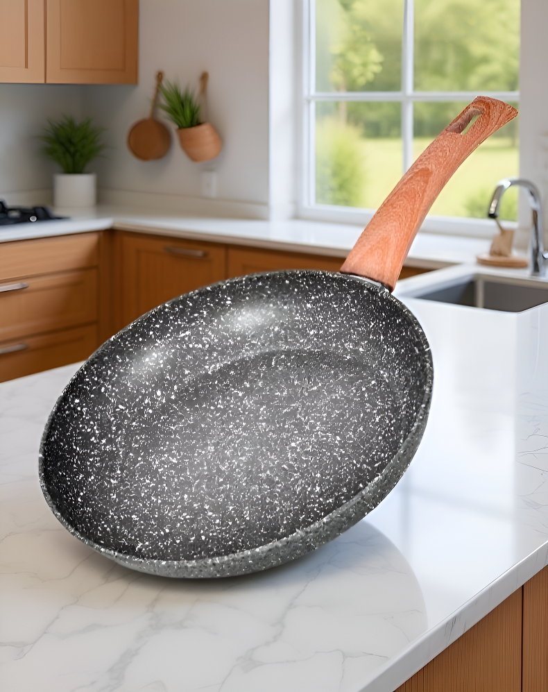 مقلاة للطهي الصحي مع مقبض مريح