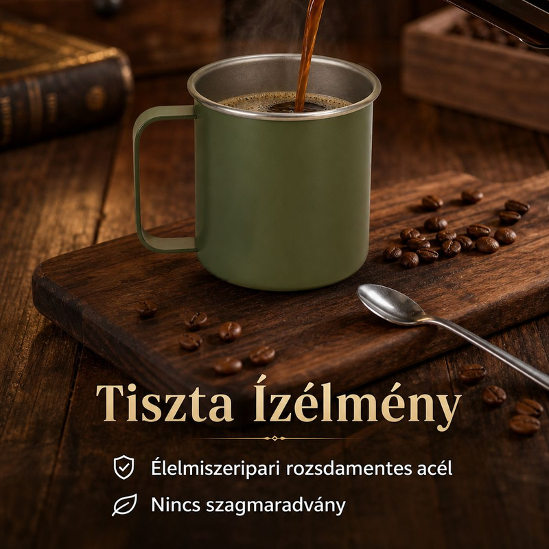Kültéri kempinghez tervezett ütésálló rozsdamentes acél pohár, otthoni kávésbögre