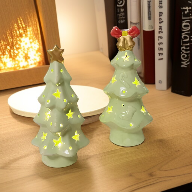 セラミック製ミニデスクトップクリスマスツリー