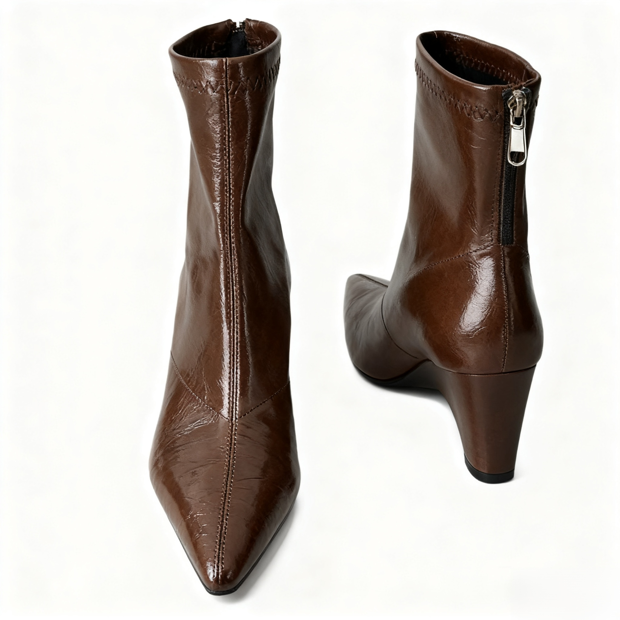 レディースのポインテッドトゥウェッジアンクルブーツ、新しい秋冬スタイル、万能ウェッジヒール