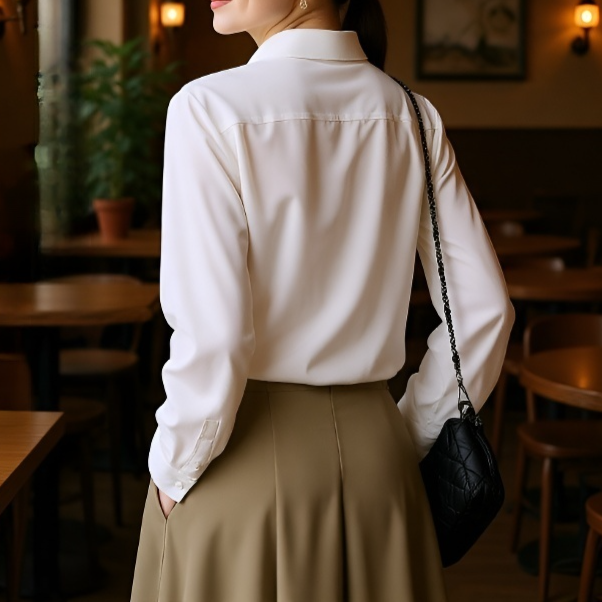 심플 쉬폰 여성 긴팔 셔츠