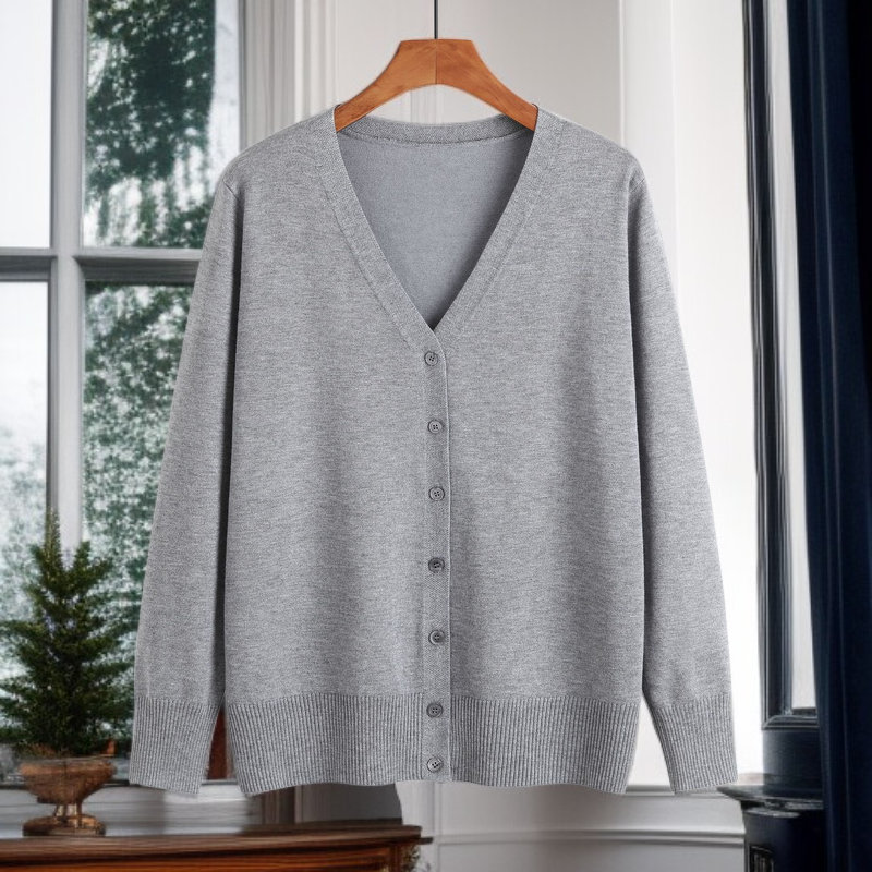 長袖ニットカーディガン、無地、シンプルでエレガント、レディースセーターの上に重ね着するのに最適です。