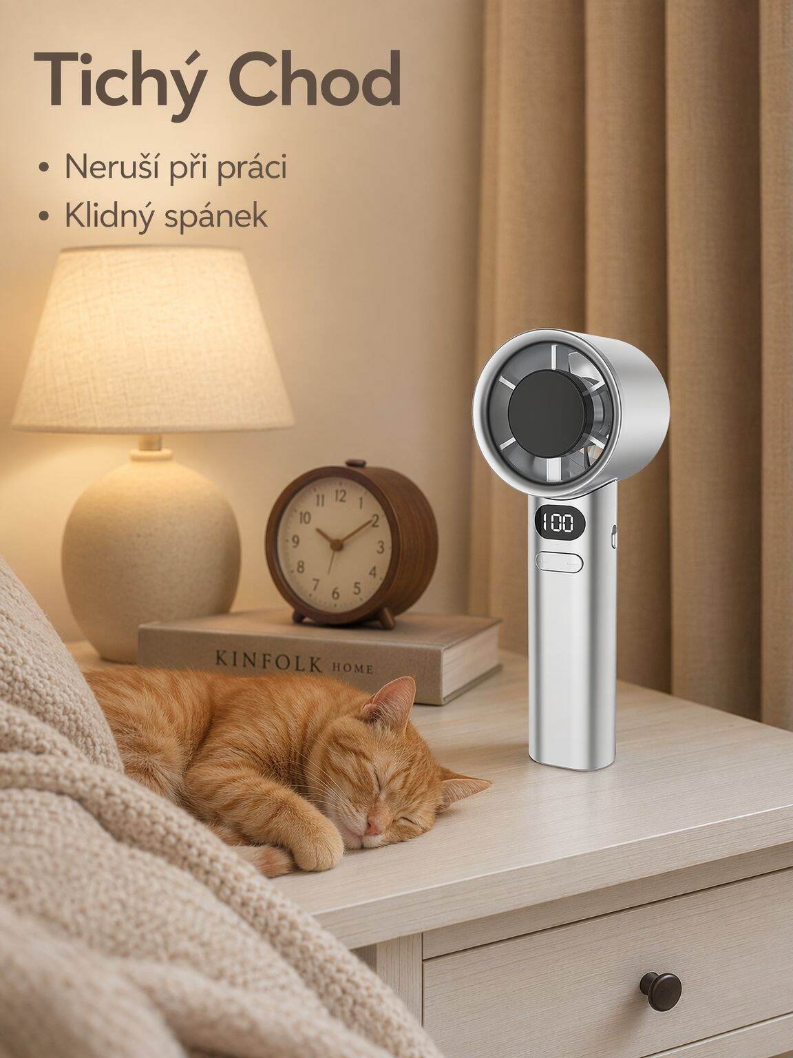 Přenosný USB ventilátor, vhodný do kanceláře i domácnosti, s nastavitelnými rychlostmi