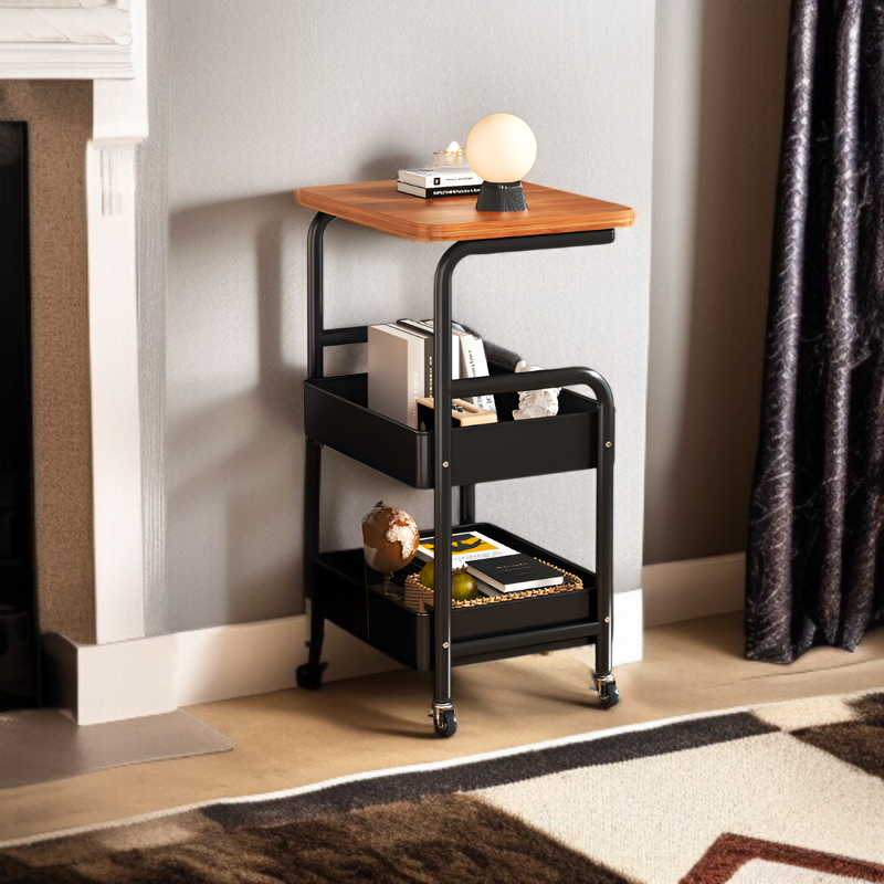 가정용 고풍 이동식 선반 다층 리어카 도르래 책꽂이 수납선반