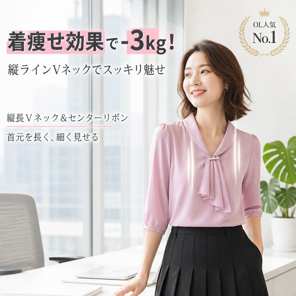 新作シフォンリボンブラウス レディース ピンク