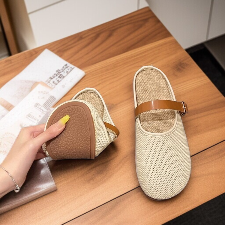 여성 아웃도어 샌들 통풍 메쉬 소프트 빈티지 하프토 슬리퍼 빵신발 샌들