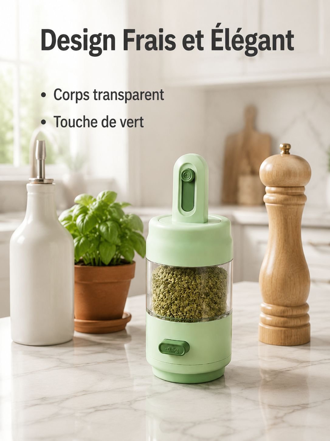 Bocaux hermétiques de cuisine pour sel, glutamate et autres condiments