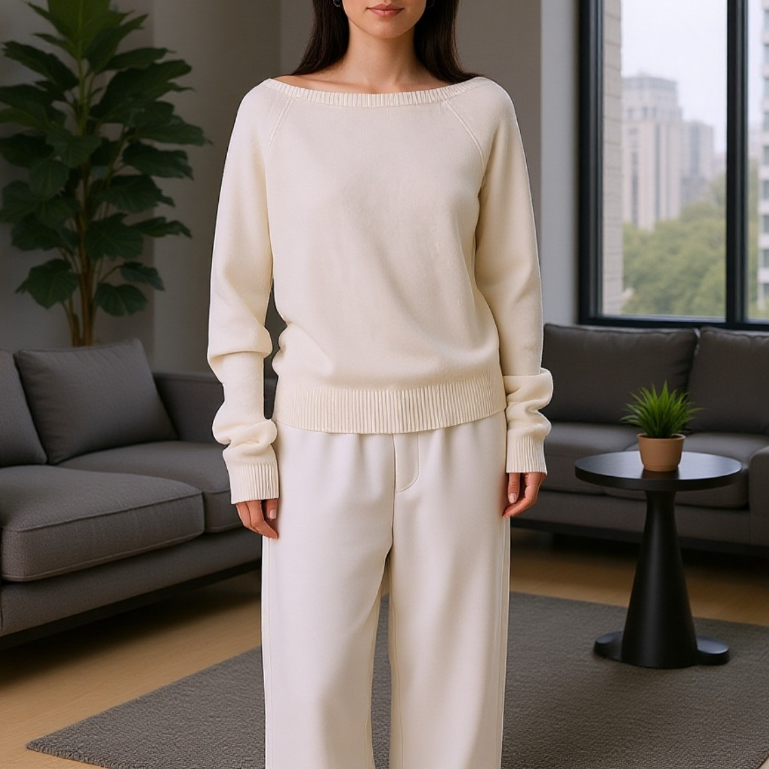 愛とナンシー十三行 2026年 韓国風 オフショルダー 保温ウール ニット レディース 