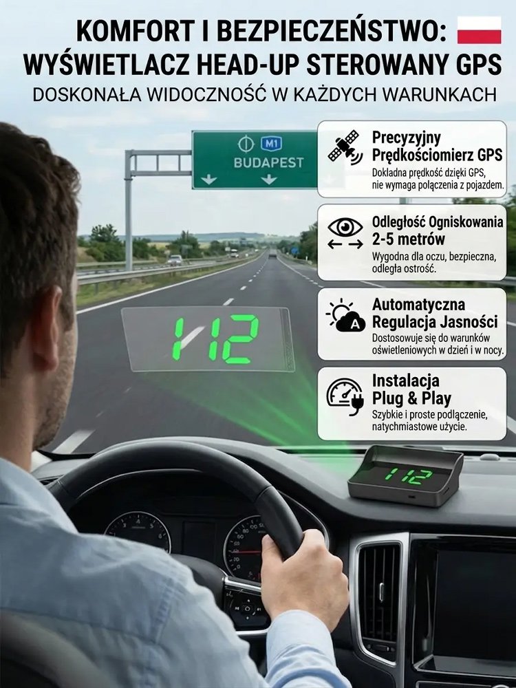 Samochodowy HUD GPS Cyfrowy Prędkościomierz