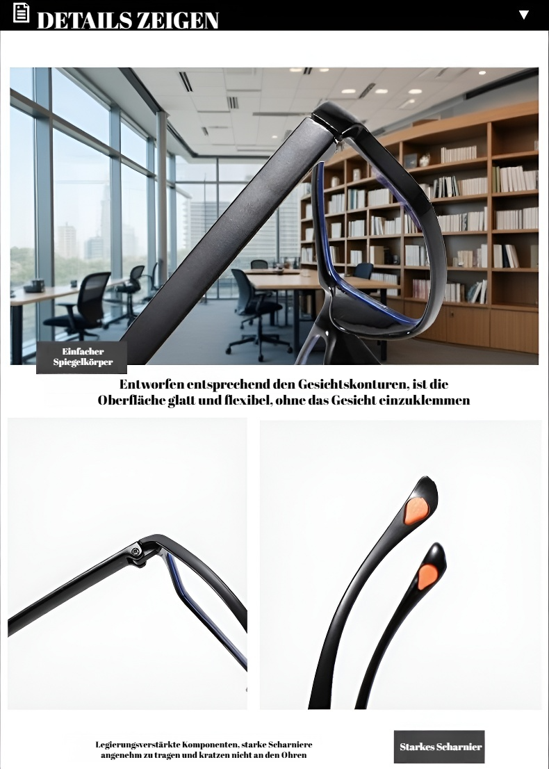 Neue Lesebrille mit elegantem Design und Blaulichtfilter