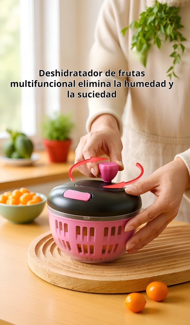 Escurridor manual secando hojas de lechuga