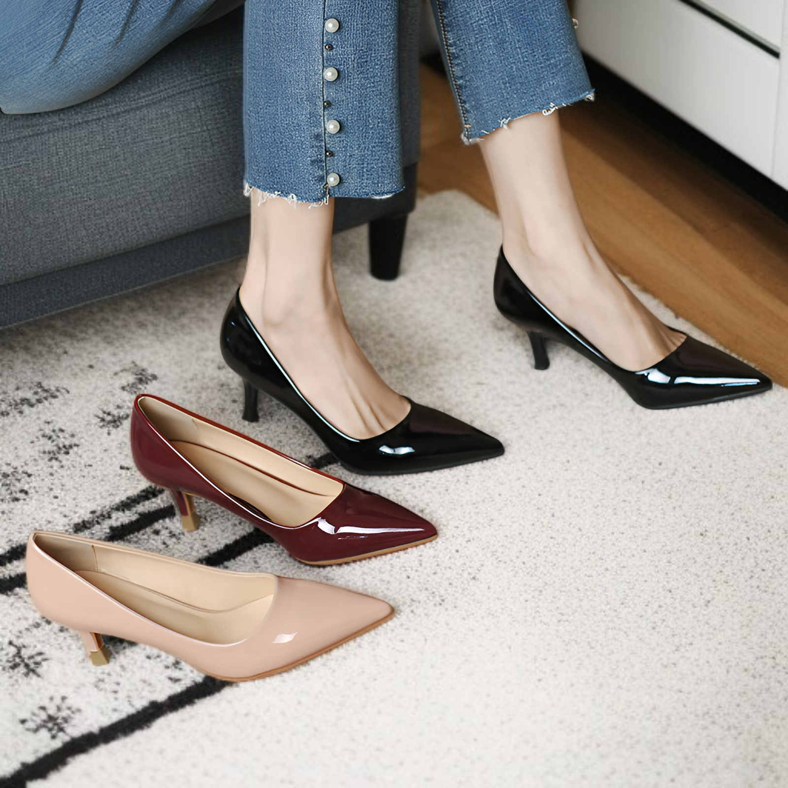 Women's stiletto heels with pointed toes