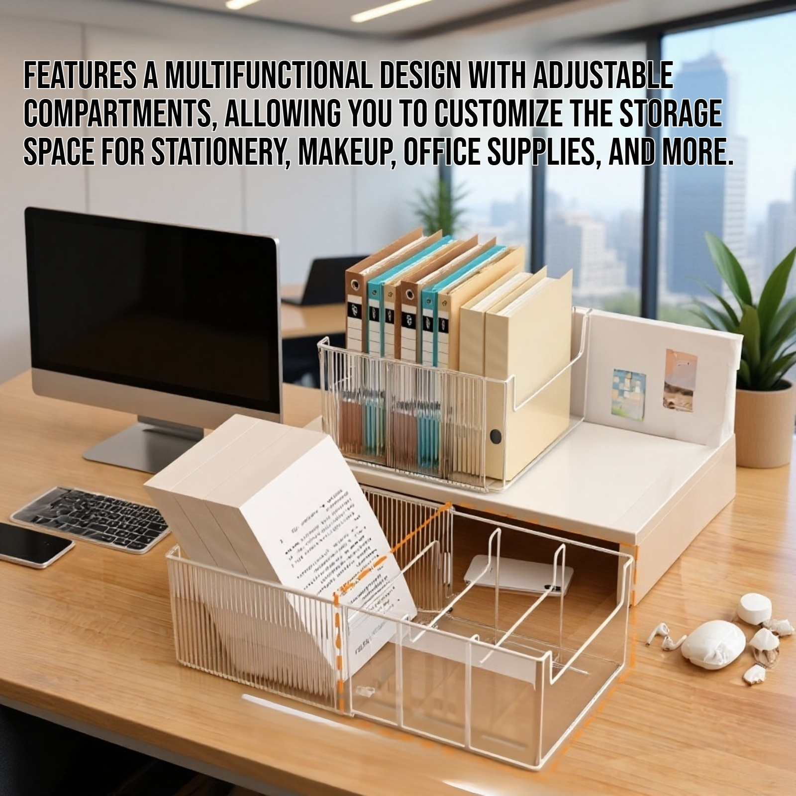 Desktop Multifunctional Transparent Telescopic Storage Box