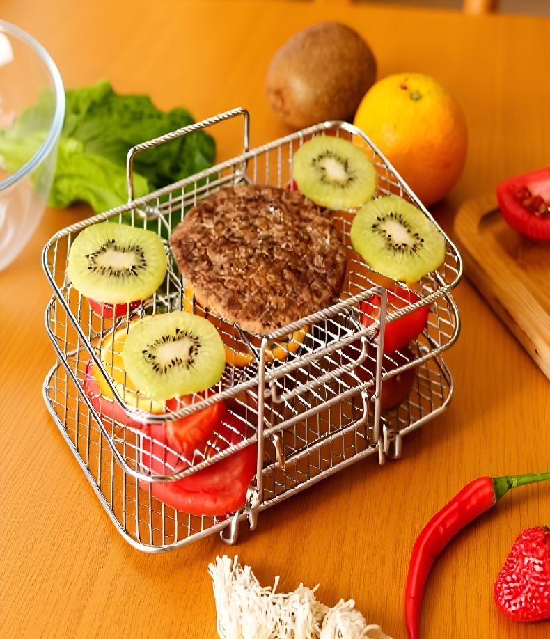 Wire rack placed inside air fryer basket