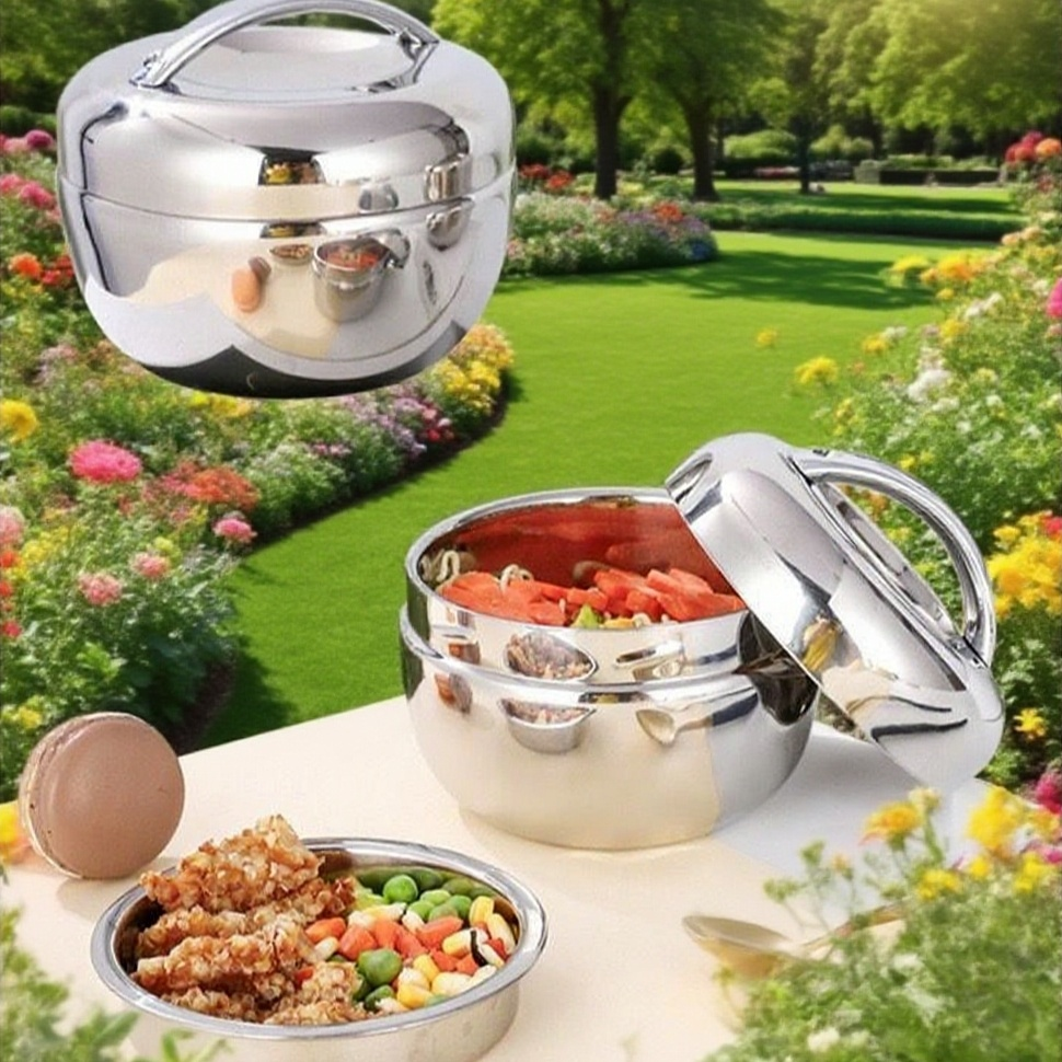 Thermal insulated lunch container for hot and cold food