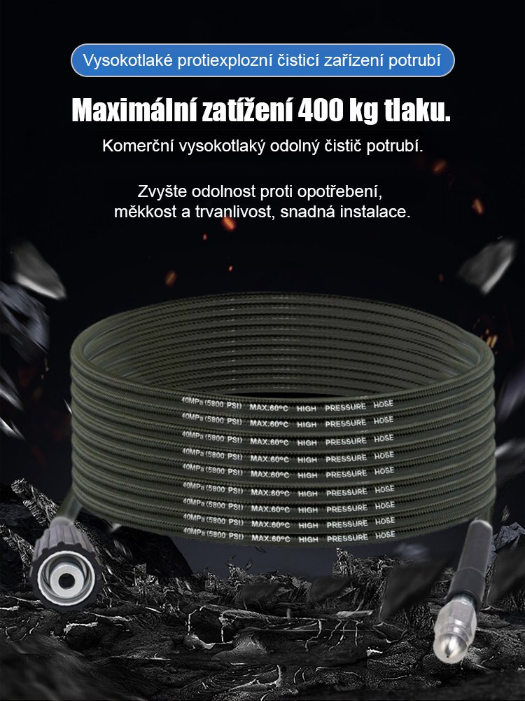 Sada pro čištění a uvolnění vysokotlakým potrubím s tryskou „Jedním stiskem čisté“ vodní krysy