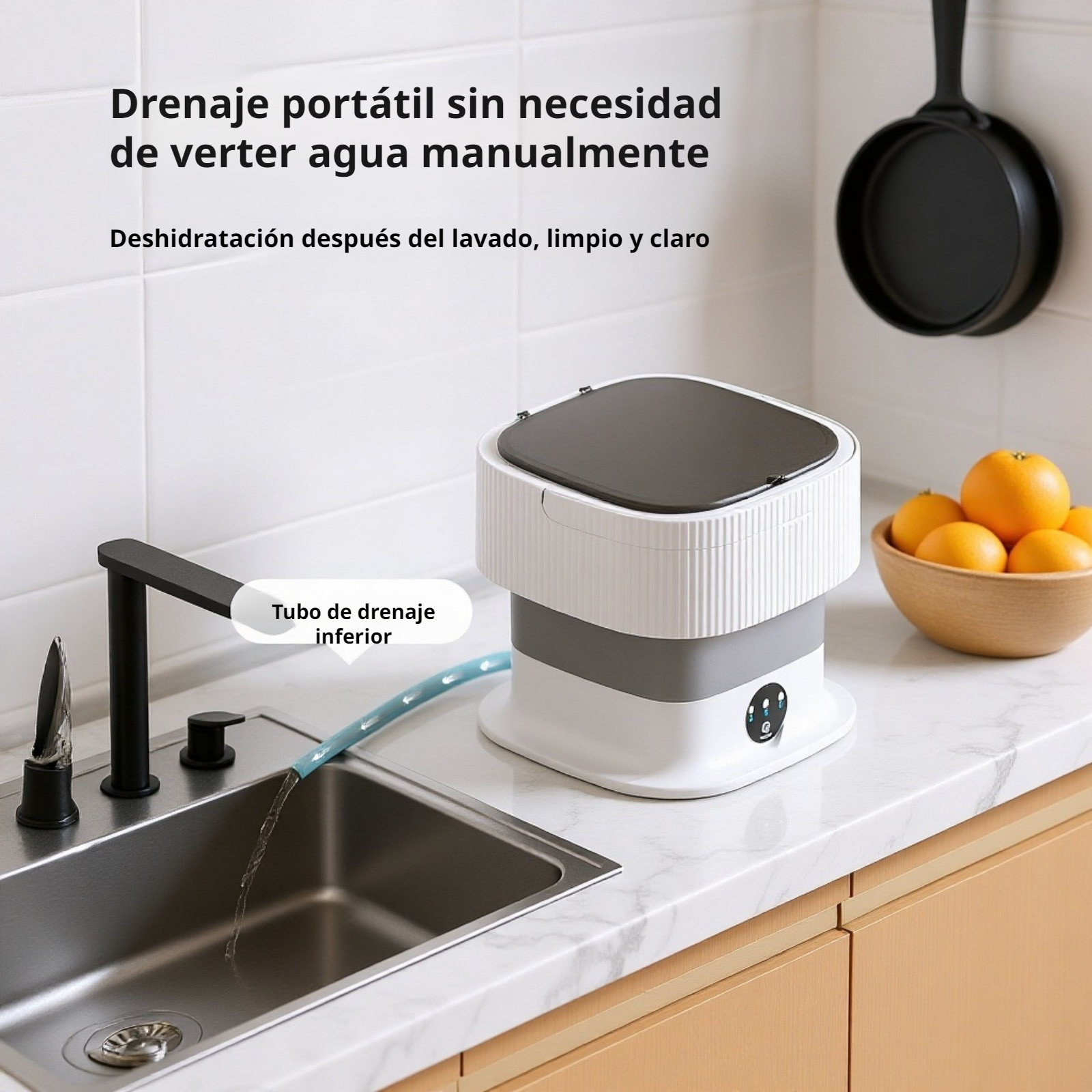  Lavadora plegable portátil para dormitorio, mini lavadora automática todo en uno