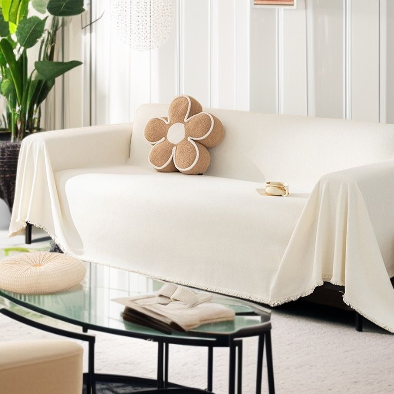 ソファークッション毛布 ソリッドカラーフルカバークッションソファカバー 防水防汚テディフリース毛布