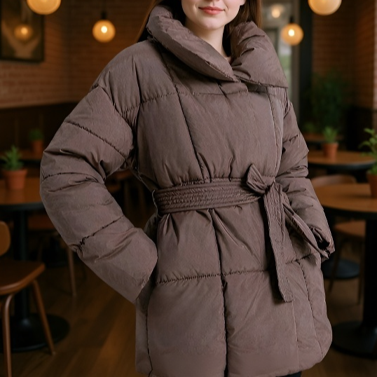 여성 하프 패딩 아우터 허리 여리여리 도톰 패딩 박시 패딩