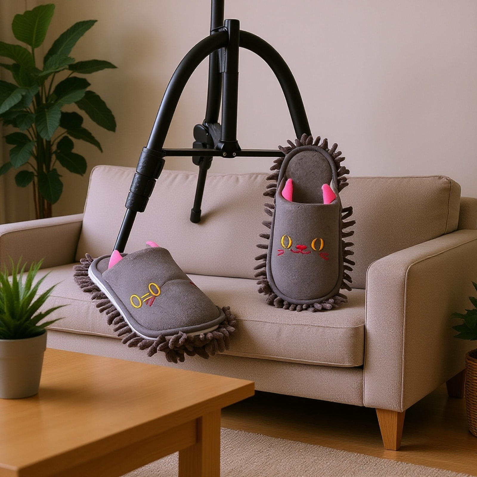 Téli, levehető, otthoni felmosó papucs, csendes beltéri használatra