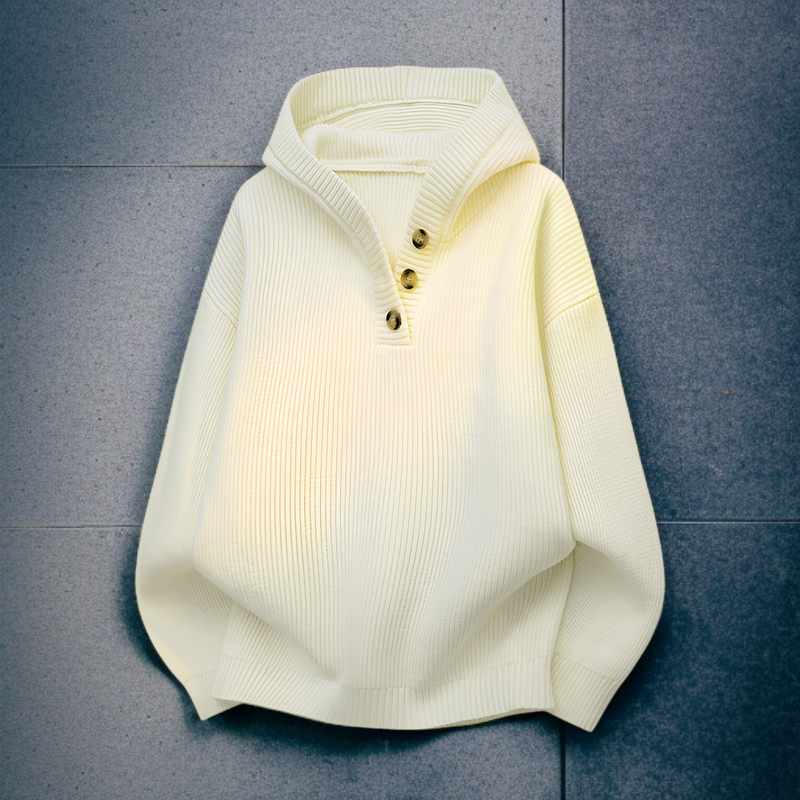 メンズ クロスボーダー トレードセーター 2025年秋冬新作 若々しくエネルギッシュなゆったりフード付きプルオーバー 厚手ニットセーター