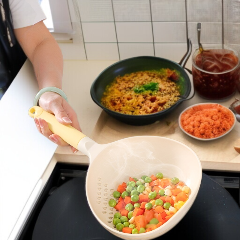 주방 겸용 국자 고온에 강한 라지 나일론 국자 그물 국자 물빠짐 겸용 국자