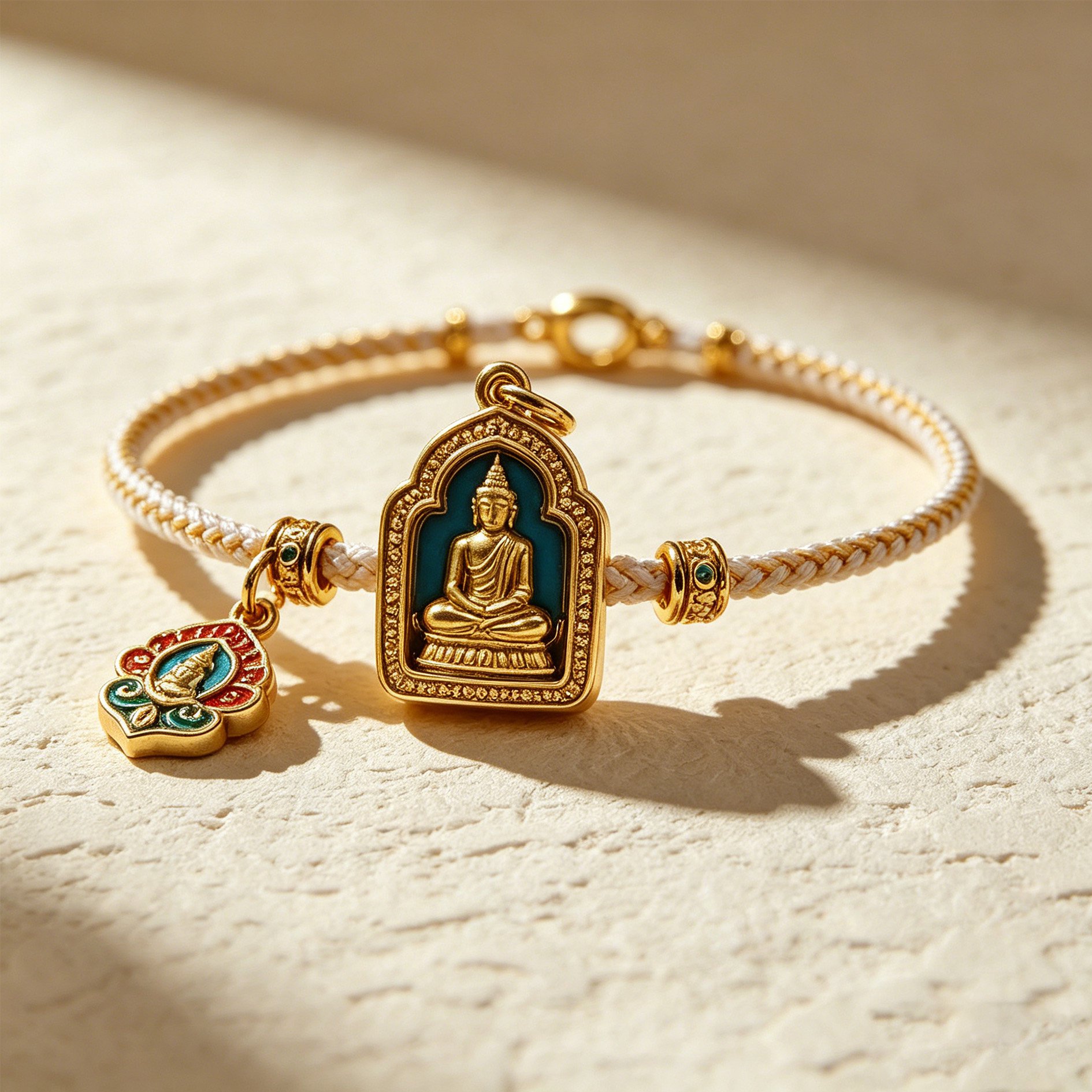 สร้อยข้อมือถักมือจี้พระพุทธรูป