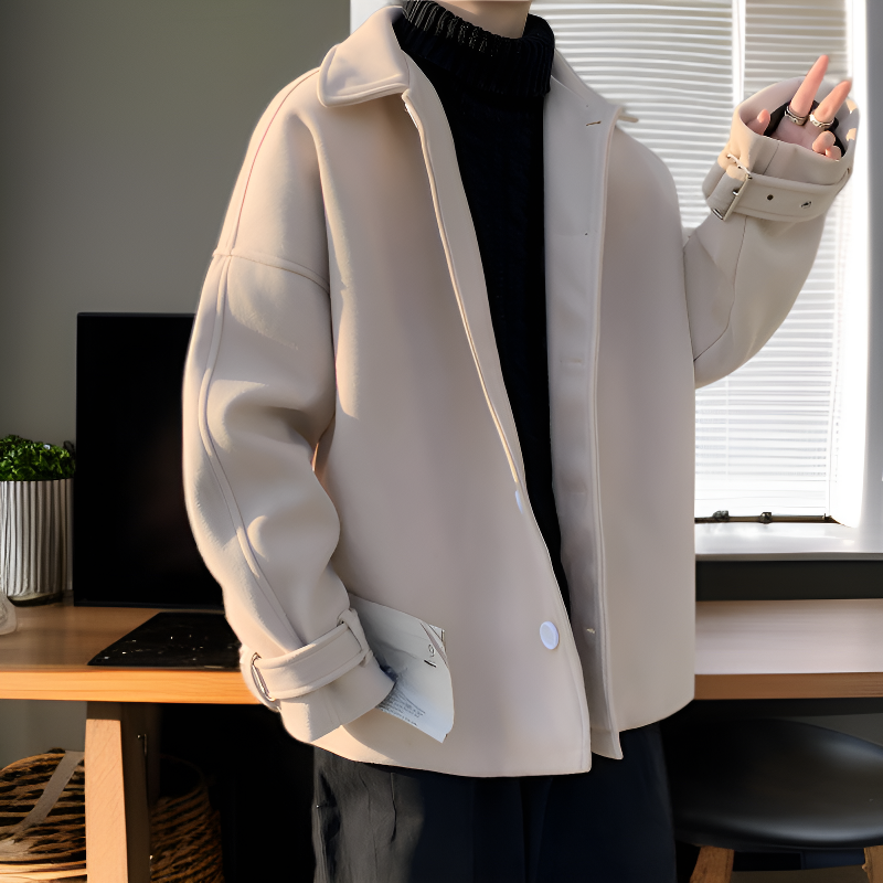 남자 패션 쇼트 두꺼운 모직 코트 점퍼